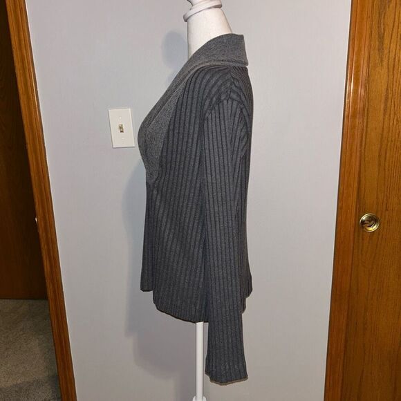 NIKE women’s Yoga Luxe Ribbed Cover Up Sweater gray size M‎ - Picture 3 of 10